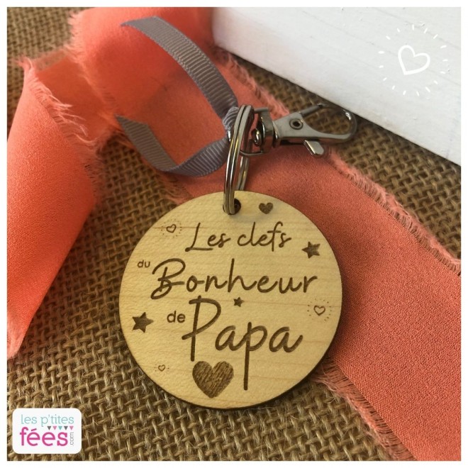 Porte Clés en bois personnalisable Papa