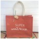 Sac en jute corail personnalisé Merci Maîtresse