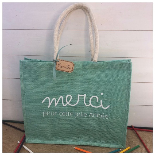 Sac en jute personnalisé Merci pour cette jolie année