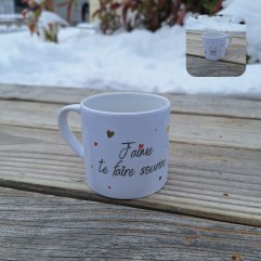 Tasse à café "J'aime te faire sourire" personnalisable 