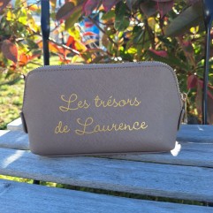 Trousse taupe personnalisable 
