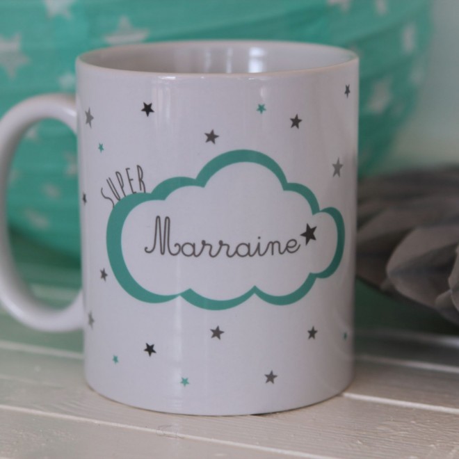 Mug personnalisable"super marraine" nuage