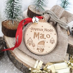 Boule de Noël Joyeux Noël + prénom rouge